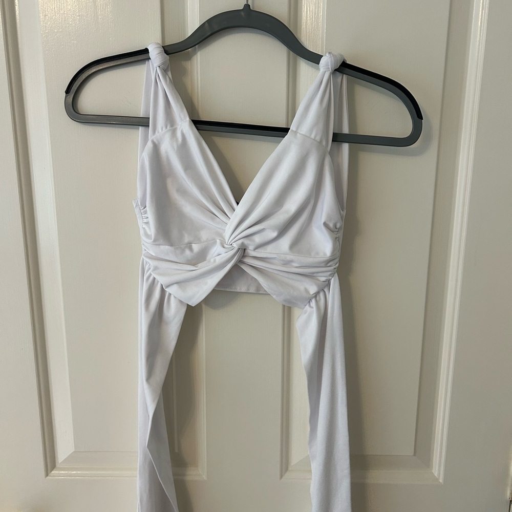 Lioness White Twist Front Crop Top